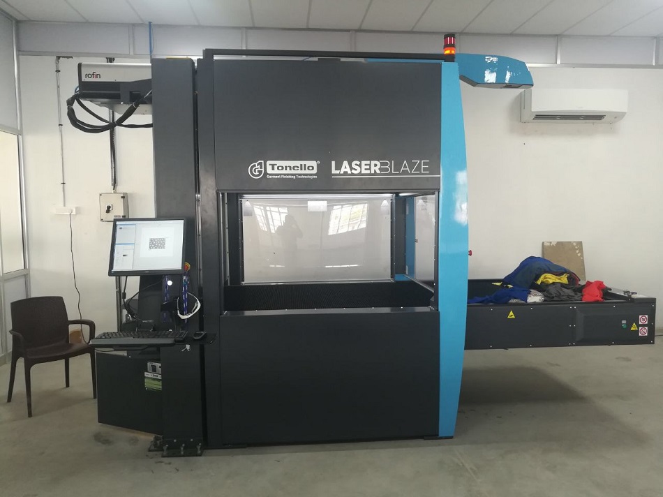 Installation of the first "New generation Tonello Laser Machine in India", Tirupur